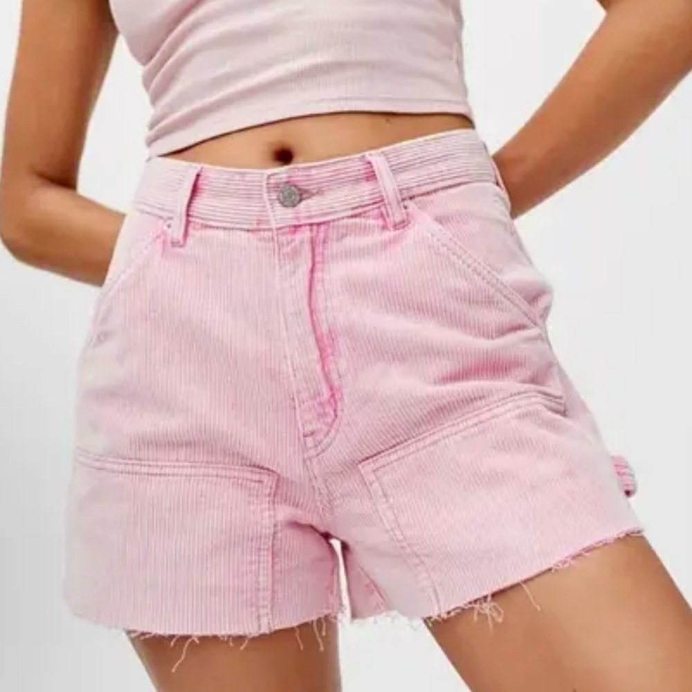 Urban Outfitters Cutoff Carpenter Shorts Pink